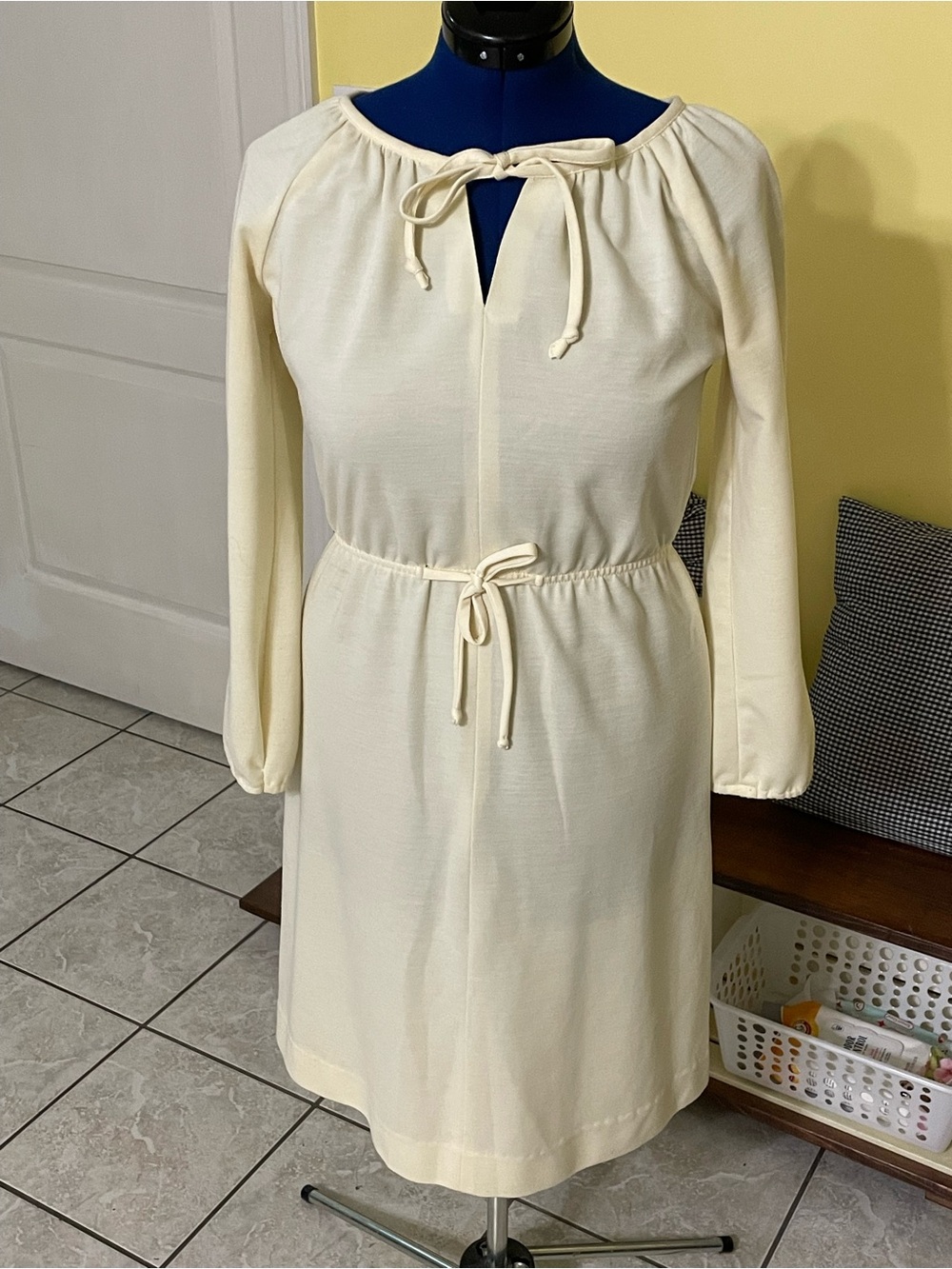 Vintage Light Yellow Bell Sleeve Dress *AS IS*